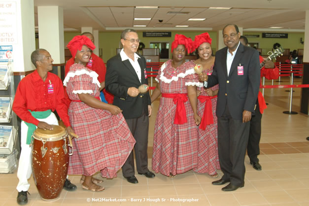 Minister of Tourism, Hon. Edmund Bartlett - Director of Tourism, Basil Smith, and Mayor of Montego Bay, Councillor Charles Sinclair Launch of Winter Tourism Season at Sangster International Airport, Saturday, December 15, 2007 - Sangster International Airport - MBJ Airports Limited, Montego Bay, Jamaica W.I. - Photographs by Net2Market.com - Barry J. Hough Sr, Photographer - Negril Travel Guide, Negril Jamaica WI - http://www.negriltravelguide.com - info@negriltravelguide.com...!