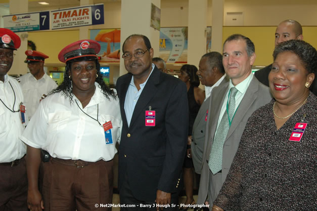 Minister of Tourism, Hon. Edmund Bartlett - Director of Tourism, Basil Smith, and Mayor of Montego Bay, Councillor Charles Sinclair Launch of Winter Tourism Season at Sangster International Airport, Saturday, December 15, 2007 - Sangster International Airport - MBJ Airports Limited, Montego Bay, Jamaica W.I. - Photographs by Net2Market.com - Barry J. Hough Sr, Photographer - Negril Travel Guide, Negril Jamaica WI - http://www.negriltravelguide.com - info@negriltravelguide.com...!