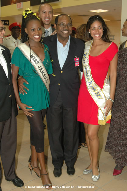 Minister of Tourism, Hon. Edmund Bartlett - Director of Tourism, Basil Smith, and Mayor of Montego Bay, Councillor Charles Sinclair Launch of Winter Tourism Season at Sangster International Airport, Saturday, December 15, 2007 - Sangster International Airport - MBJ Airports Limited, Montego Bay, Jamaica W.I. - Photographs by Net2Market.com - Barry J. Hough Sr, Photographer - Negril Travel Guide, Negril Jamaica WI - http://www.negriltravelguide.com - info@negriltravelguide.com...!