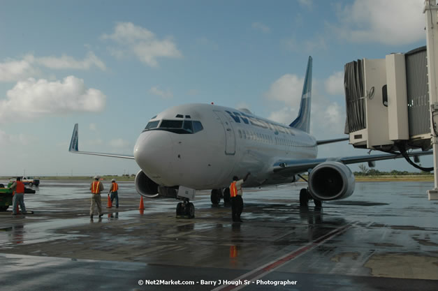 MBJ Airports Limited Welcomes WestJet Airlines - Inaugural Scheduled Service From Toronto Pearsons International Airport - Monday, December 10, 2007 - Sangster International Airport - MBJ Airports Limited, Montego Bay, Jamaica W.I. - Photographs by Net2Market.com - Barry J. Hough Sr, Photographer - Negril Travel Guide, Negril Jamaica WI - http://www.negriltravelguide.com - info@negriltravelguide.com...!