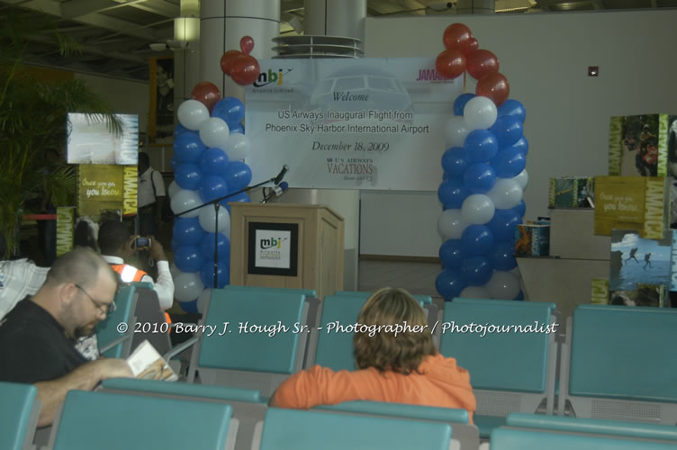 US Airways Inaugurtes New Service from Phoenix Sky Harbor International Airport to Sangster International Airport, Friday, December 18, 2009, Sangster International Airport, Montego Bay, St. James, Jamaica W.I. - Photographs by Net2Market.com - Barry J. Hough Sr, Photographer/Photojournalist - The Negril Travel Guide - Negril's and Jamaica's Number One Concert Photography Web Site with over 40,000 Jamaican Concert photographs Published -  Negril Travel Guide, Negril Jamaica WI - http://www.negriltravelguide.com - info@negriltravelguide.com...!