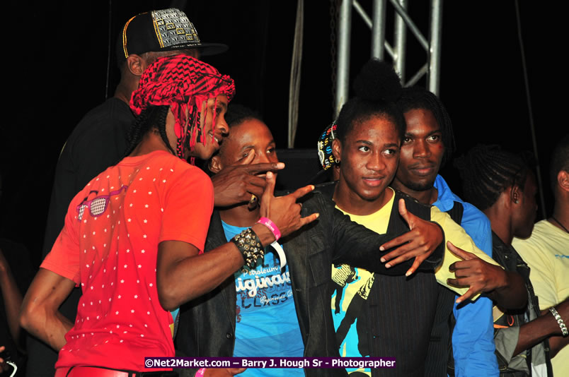 Usain Bolt of Jamaica - The Fastest Man In The World  - Usain Bolt Homecoming Celebrations Concert at the William Knibb High School Play Field, Trelawny - Ice, Ding Dong, Ravers Clavers, D'Angel, Voicemail, RDX and Dancers, Wayne Marshall, Tammi Chynn, Bugle, Nero, Tanya Stephens, Richie Spice, Kip Rich,and Shaggy - Photographs by Net2Market.com - Barry J. Hough Sr. Photojournalist/Photograper - Photographs taken with a Nikon D300 - Negril Travel Guide, Negril Jamaica WI - http://www.negriltravelguide.com - info@negriltravelguide.com...!