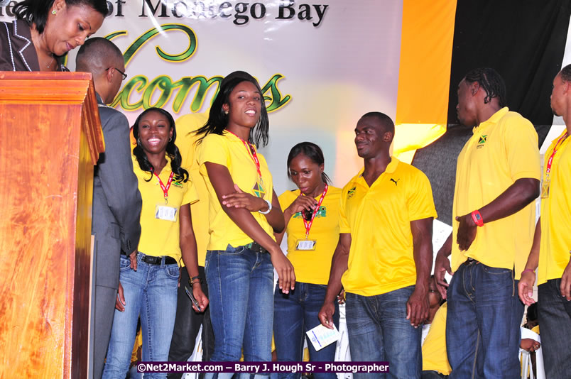 The City of Montego Bay Welcomes Our 2008 Olympians - Western Motorcade - Civic Ceremony - A Salute To Our Beijing Heros - Sam Sharpe Square, Montego Bay, Jamaica - Tuesday, October 7, 2008 - Photographs by Net2Market.com - Barry J. Hough Sr. Photojournalist/Photograper - Photographs taken with a Nikon D300 - Negril Travel Guide, Negril Jamaica WI - http://www.negriltravelguide.com - info@negriltravelguide.com...!